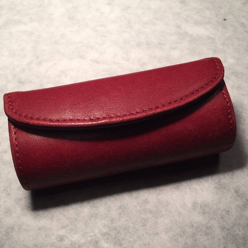 Coach red leather lipstick case